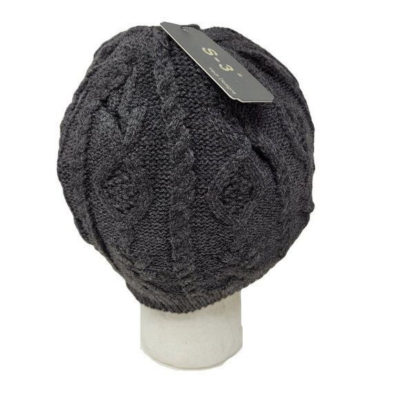 Women's Warm Winter Beanie Hat, Dark Grey - Picture 3 of 5